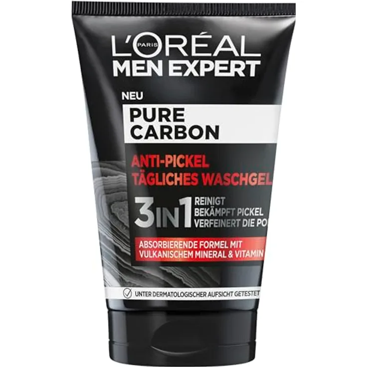 L'Oréal Men Expert Gesichtspflege Pure Carbon Anti-Pickel Tägliches Waschgel Reinigungsgel 100 ml