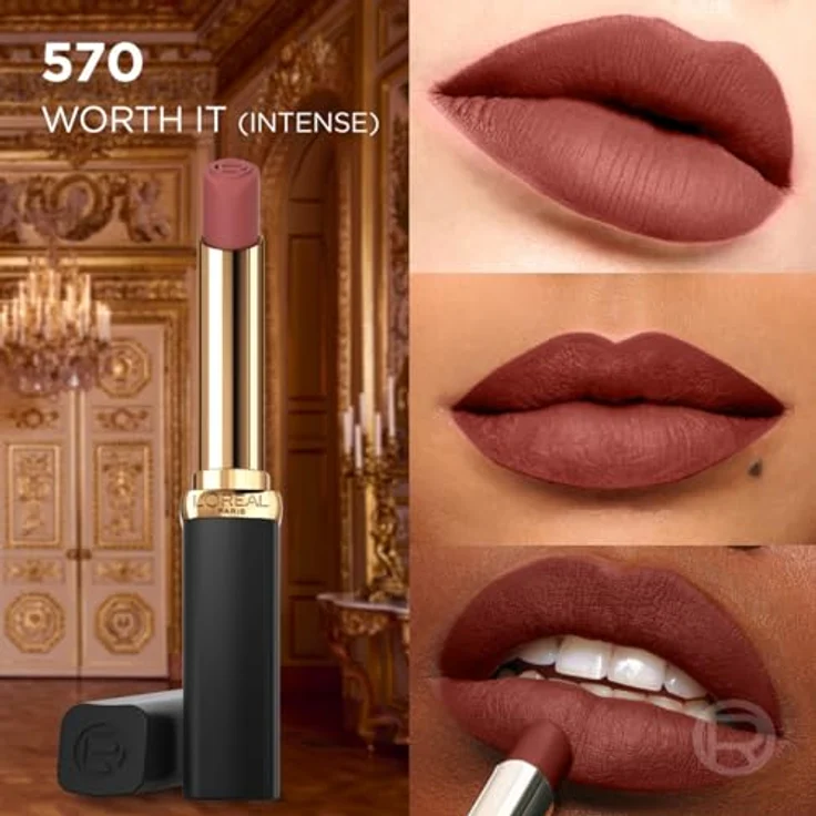 L'Oréal Paris Lippenstift für ein pudrig mattes Finish und 16 Stunden Halt, Color Riche Intense Volume Matte Nude, Farbe: 570 Worth It Intense, 1.8 g – Bild 5