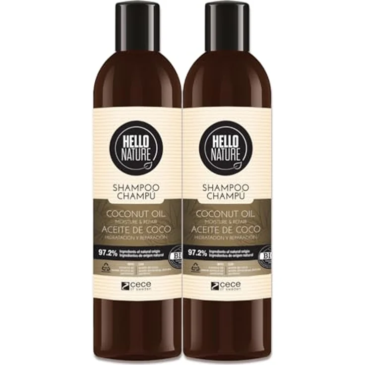 P-Beauty Naturkosmetik Repair Shampoo Kokosöl, 2x300ml - für trockenes & geschädigtes Haar, vegan, silikonfrei, mit Panthenol, Vitamin E, Argan- & Jojobaöl, Anti-Frizz, bio – Bild 1