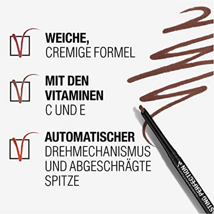 Manhattan Lasting Perfection Lipliner, Fb.94 F Penny Brown, langanhaltender und deckender Konturenstift, 2 g – Bild 3