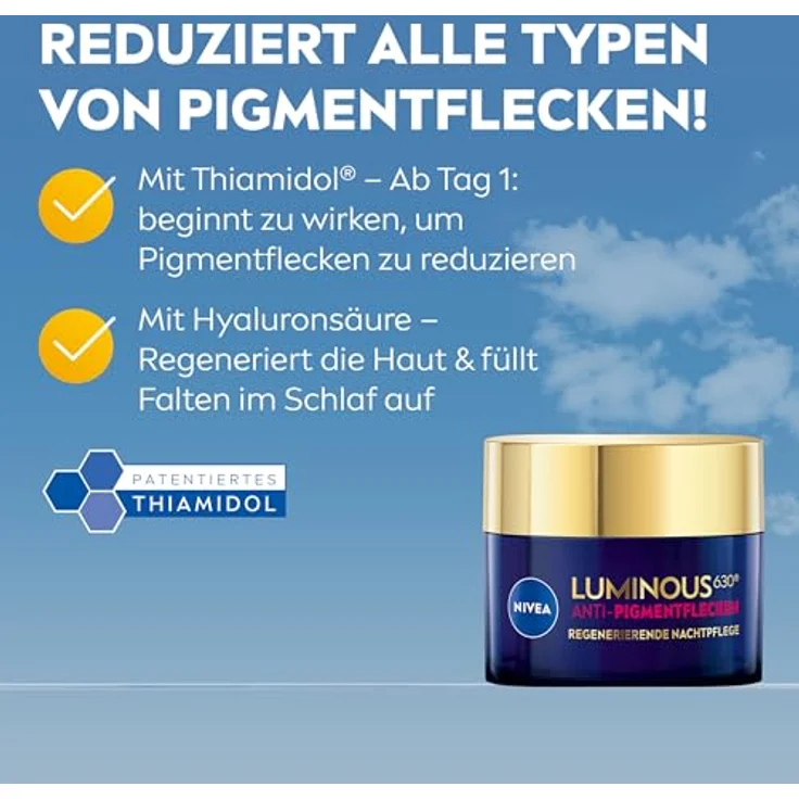 Nivea LUMINOUS630 Anti-Pigmentflecken Nachtcreme, Regenerierende Feuchtigkeitspflege mit Hyaluronsäure, 50ml – Bild 2