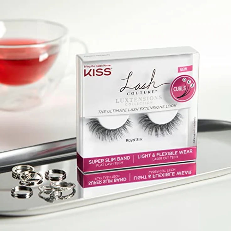 KISS Lash Couture LuXtensions Collection 1 Paar Fake Lashes, Royal Silk, leichte und flexible Faux-Mink-Wimper mit superschlankem Wimpernband, inklusive Wimpernkleber – Bild 5