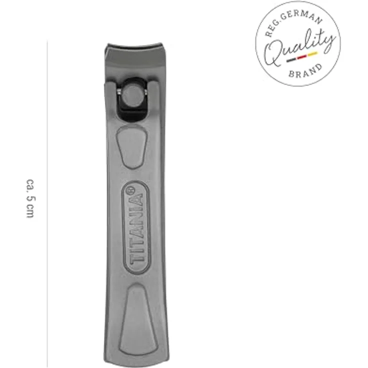 TITANIA Edelstahl Nagelknipser für Finger- & Fußnägel, optimiert für dicke Nägel, rostfreier Edelstahl, ergonomisches Design, grau – Bild 2