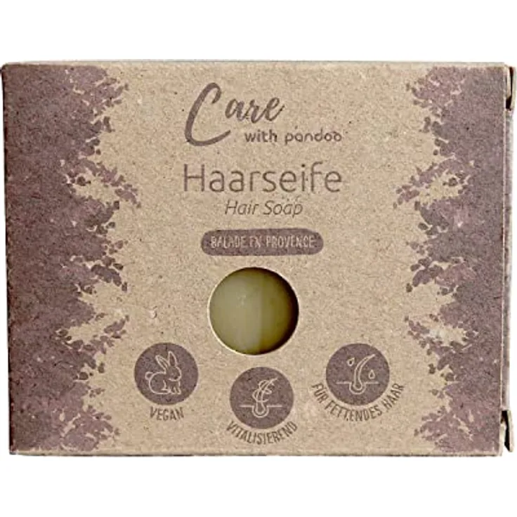 pandoo Haarseife Balade en Provence, Natürliche Haarseife mit ätherischen Ölen, Vegan & Plastikfrei, 100g