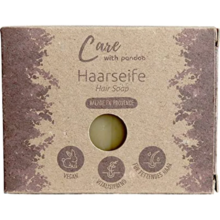 pandoo Haarseife Balade en Provence, Natürliche Haarseife mit ätherischen Ölen, Vegan & Plastikfrei, 100g – Bild 1