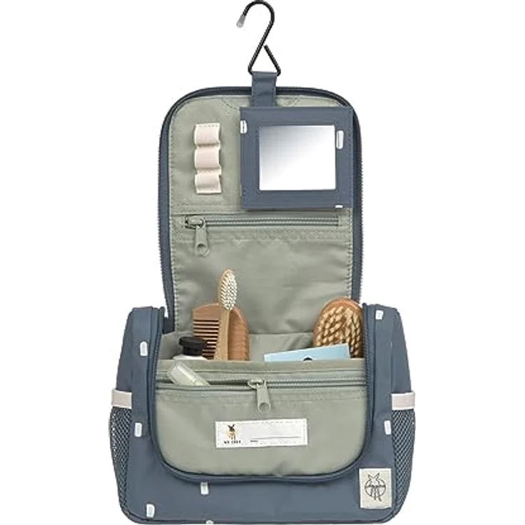LÄSSIG Kinder Kulturtasche Waschbeutel Waschtasche Kulturbeutel zum Hängen, 20 cm/Mini Washbag Happy Prints Dunkelblau – Bild 4
