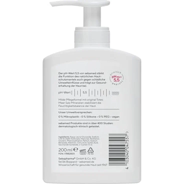 Sebamed Meersalz Wasch-Emulsion 200 ml, milde Reinigung für trockene Haut, mit Totes Meer Salz Mineralien – Bild 2