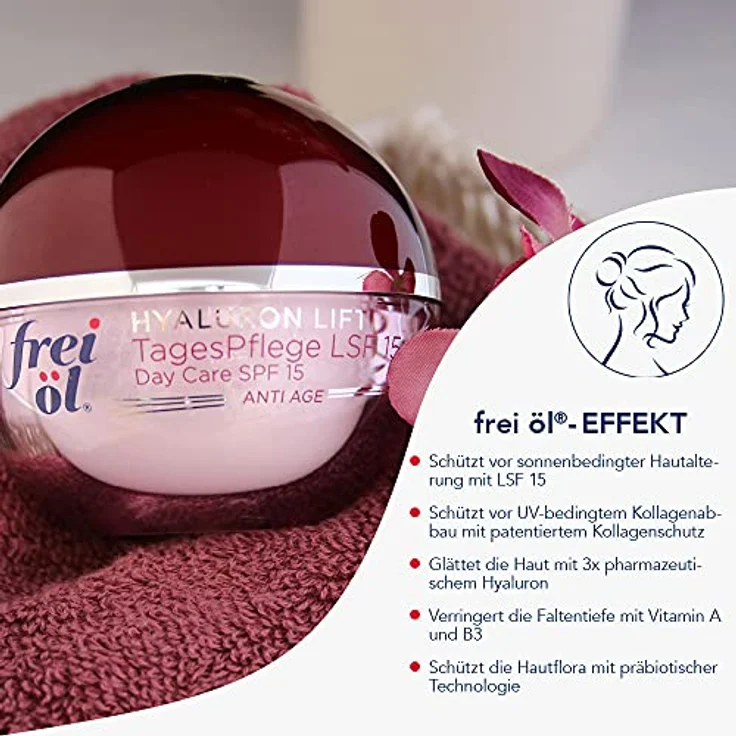 Frei Öl Anti-Age Hyaluron Lift Tagespflege SPF 15 50 ml Tagespflege für Damen und Herren – Bild 4