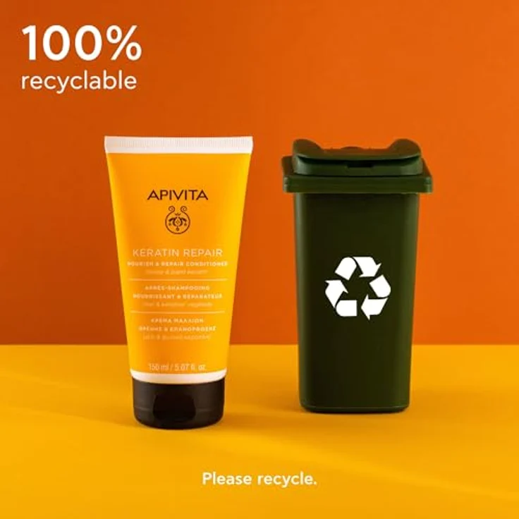 Apivita Keratin Repair Nourish Conditioner, regenerierender Keratin Conditioner für trockenes und beschädigtes Haar, 150 ml, silikonfrei und sulfatfrei – Bild 5