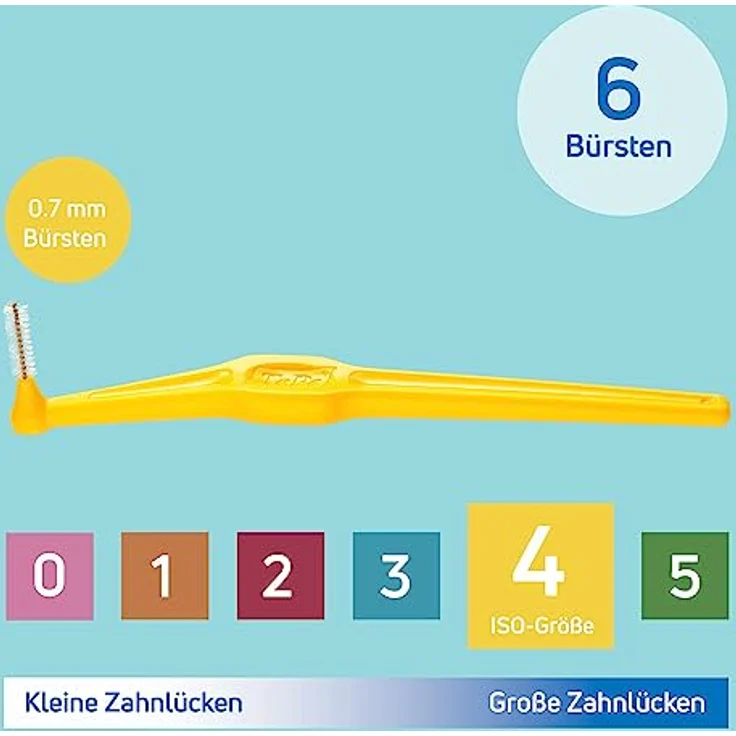 Tepe-Interdentalbürsten mit abgewinkeltem Kopf gelb Blister Interdentalbürsten – Bild 2