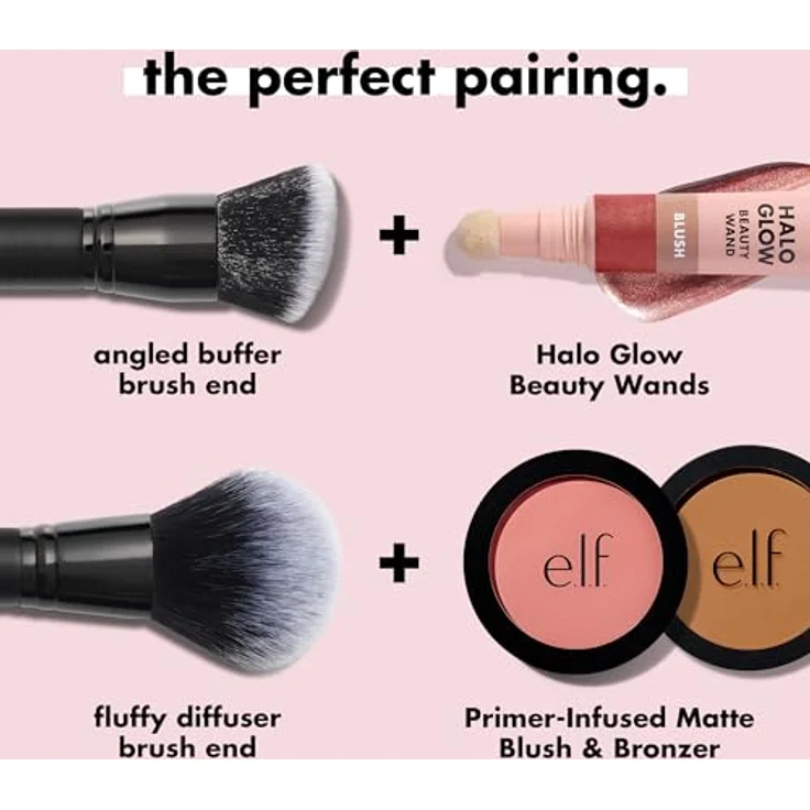 e.l.f. Dual-Ended Cream + Powder Brush, Zwei-In-Eins-Makeup-Pinsel für Creme und Puder, Vegan & Tierversuchsfrei – Bild 5