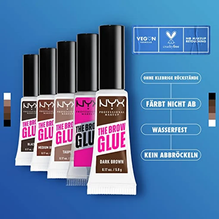 NYX PROFESSIONAL MAKEUP Brow Glue, Instant Brow Styler, Laminierter Augenbrauen-Look, Black – Bild 4
