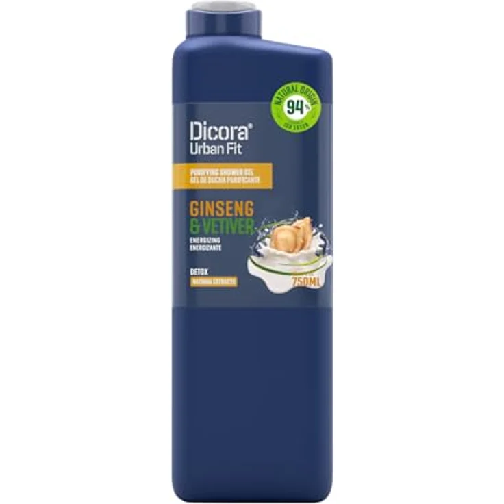Dicora Urban Fit Gel de Baño Detox Gingseng & Vetiver, 750 ml, energisierendes Duschgel mit natürlichen Extrakten, cruelty-free – Bild 1