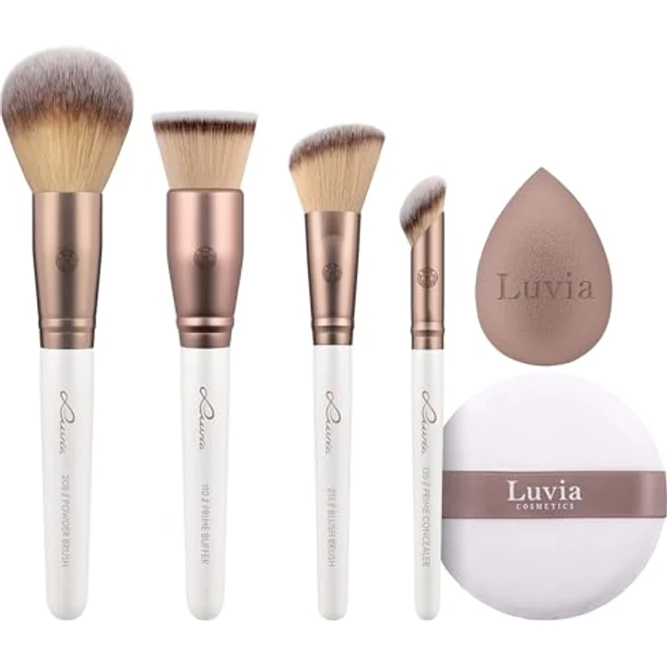 Luvia Cosmetics Complete Face Set Prime Vegan, Make-up Pinselset mit Blush-, Foundation- und Puder-Pinseln, tierversuchsfrei und in eleganter Geschenkverpackung – Bild 1