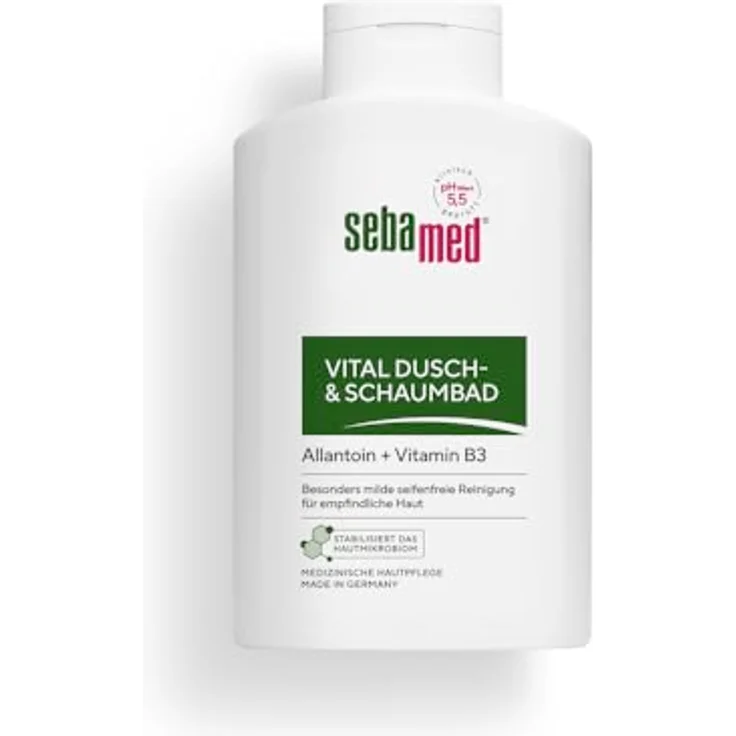 Sebamed Vital Dusch- und Schaumbad 400 ml, milde seifenfreie Reinigung mit Allantoin für gesunde Haut, pH 5,5, für Damen und Herren – Bild 1