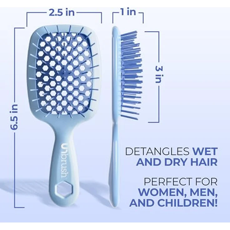 UNbrush Detangling Hair Brush Mini, Pastel Periwinkle, No Tangle Bürste für sanftes Entwirren unterwegs – Bild 6