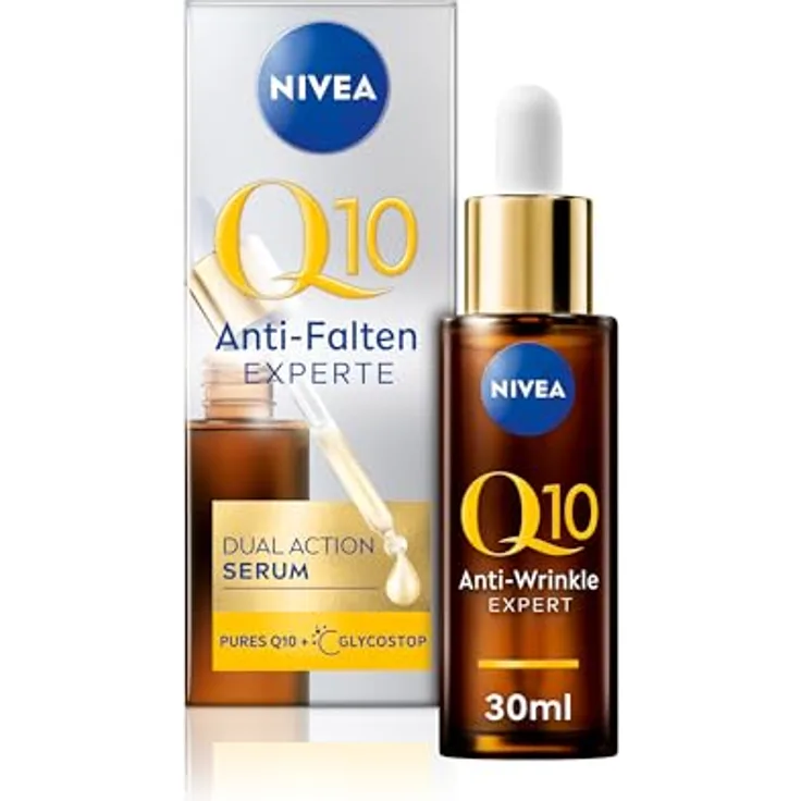NIVEA Q10 Anti-Falten Experte Dual Action Serum, Anti-Age Serum mit Glycostop, mildert Falten und beugt ihrer Neuentstehung vor (30 ml)