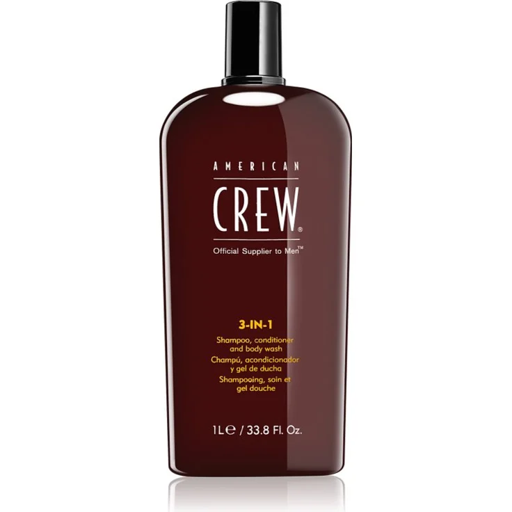 American Crew Hair & Body 3-IN-1, 1000 ml Shampoo, Conditioner und Duschgel für Herren, praktisches 2-in-1-Produkt, langanhaltende Frische