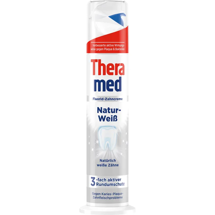 Theramed Naturweiß Spender 5 x 100 ml, für saubere Zähne & frischen Atem