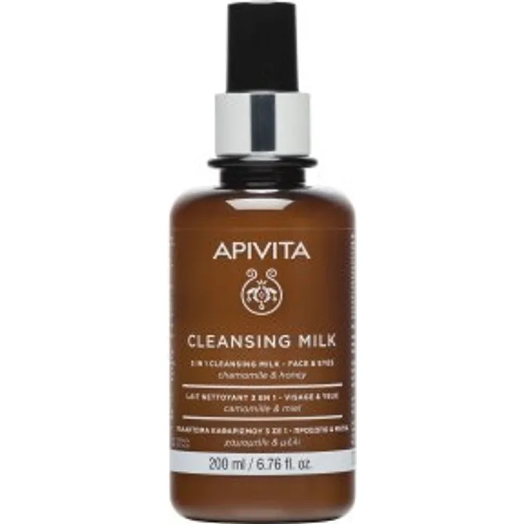 Apivita Face Care Cleanser 3 in 1 Cleansing Milk with Chamomile & Honey Milch Normale Trockene Haut 200 ml, Textur: Milch 