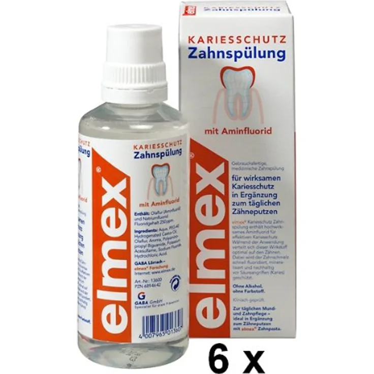 Elmex Kariesschutz Zahnspülung 6 x 400 ml Mundspülung mit Fluorid