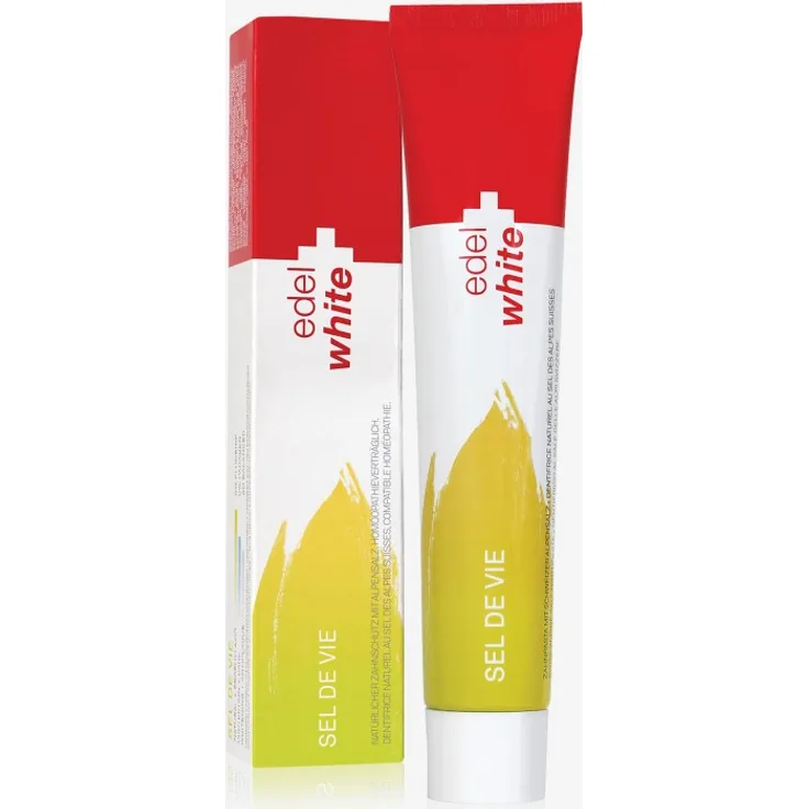 Edel&White Sel de vie homöopathieverträgliche Zahnpasta, 75 ml, mit Alpensalz, Mentholfrei, pH Neutral, Vegan