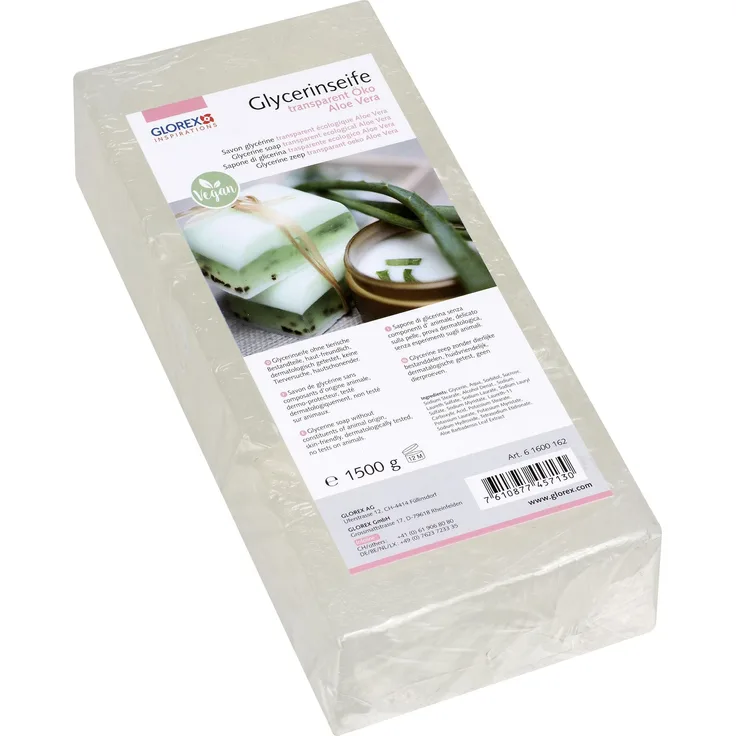 Glorex GmbH Glycerin-Seife Öko 1500 g mit Aloe Vera transparent für Alle Hauttypen geeignet