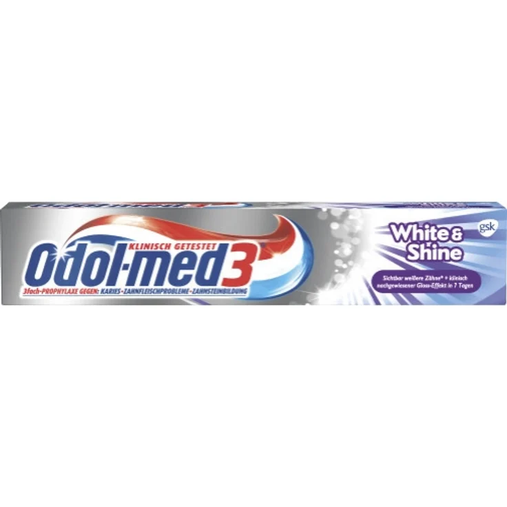 Odol-med 3 Zahncreme White + Shine 75 ml Tube, für ein strahlend weißes Lächeln