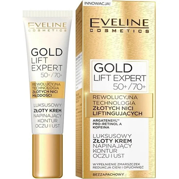Eveline Gold Lift Straffende Creme Für Augen Und Lippen 15 ml mit pflegender Wirkung