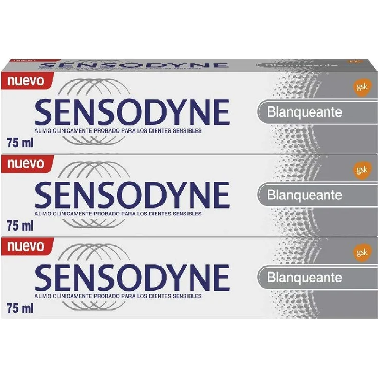 Sensodyne Zahnpasta, Aufhellend, mit Blume, für empfindliche Zähne, 3 x 75 ml – Bild 1