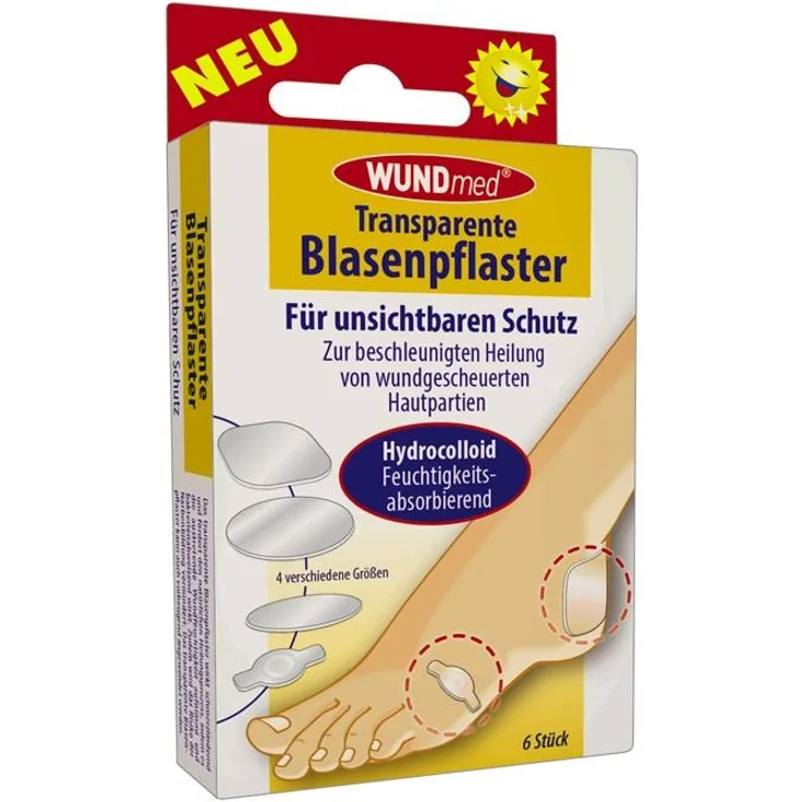 Wundmed Blasenpflaster verschiedene Größen 6 Stück, zur Schmerzlinderung