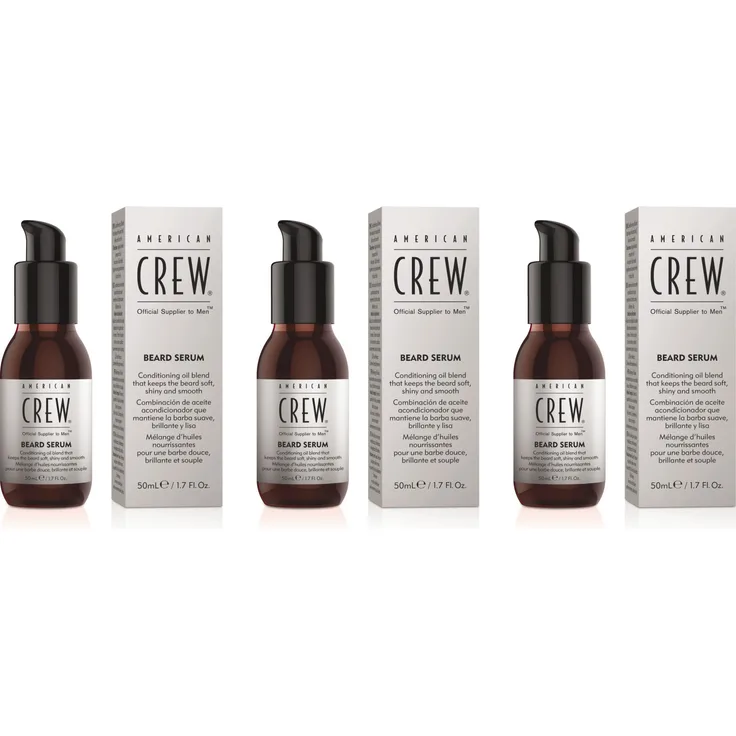 American Crew Beard Serum 3 x 50 ml, Textur: Öl, für alle Hauttypen, pflegende Wirkung