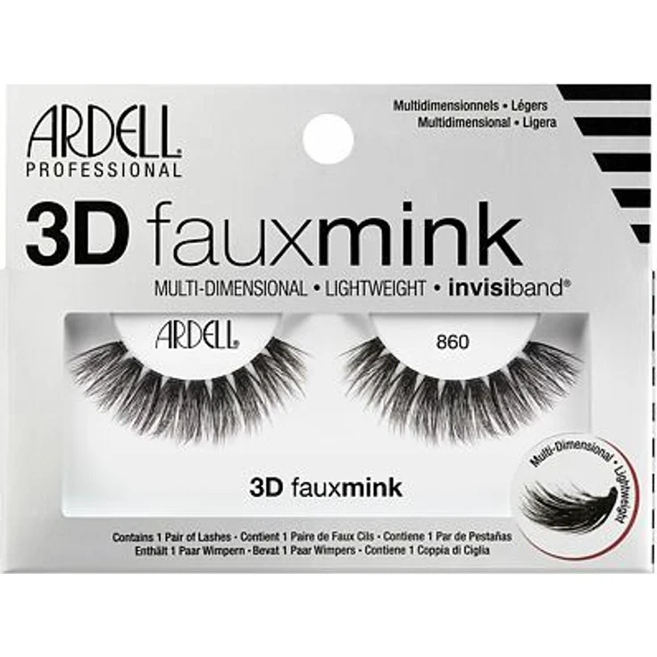 Ardell 3D Faux Mink 860 Mehrschichtige falsche Wimpern 1 St. Farbton Black – Bild 1