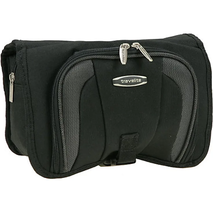 Travelite Handgepäck Kosmetiktasche mit Hängevorrichtung, Gepäck Serie ORLANDO: Klassische Weichgepäck Kulturtasche im zeitlosen Design, 098482-01, 4 Liter, 0,4 kg, schwarz