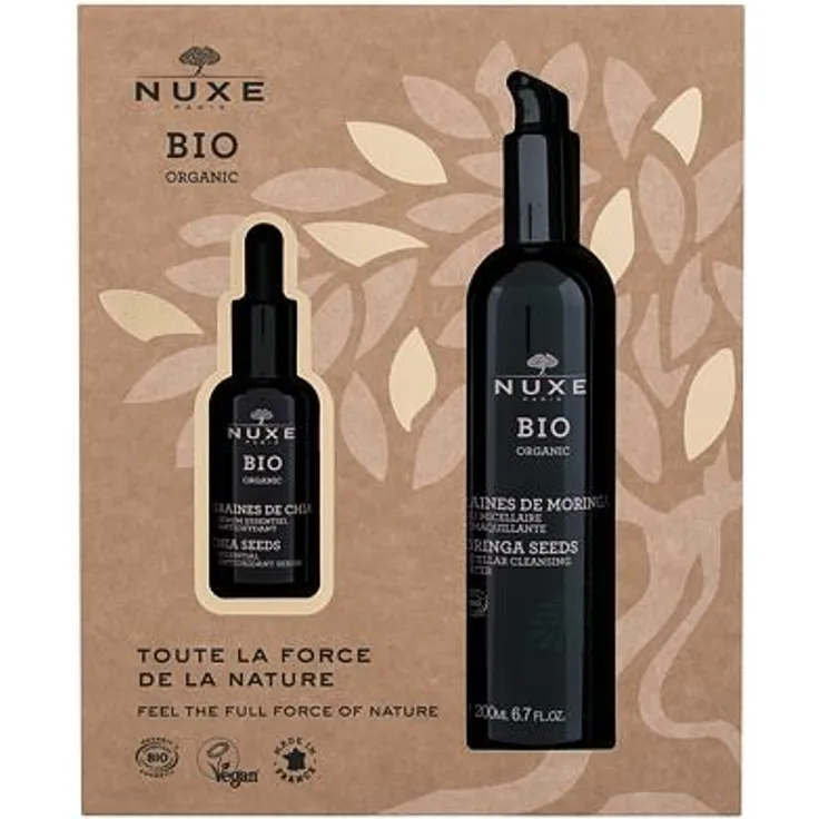 NUXE Bio Organic Set Gesichtsserum Bio Organic Chia Seeds Essential Antioxidant Serum 30 ml + Mizellenwasser Bio Organic Moringa Seeds Micellar Cleansing Water 200 ml