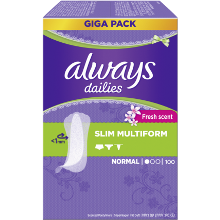 Always Dailies Slipeinlage Slim Multiform Fresh Gigapack 1 mm dünn tägliche Frische für alle Slipformen geeignet 100 Stück - Preisvergleich