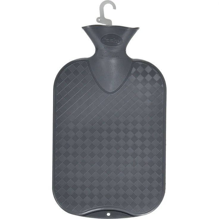 Fashy 6420 21 Wärmflasche ~ Thermoplast- Wärmeflasche in glatter Ausführung, geruchsneutral, recyclingfähig, robust und langlebig, fugenloser, schmaler Flaschenhals ~ 2,0 Liter, anthrazit