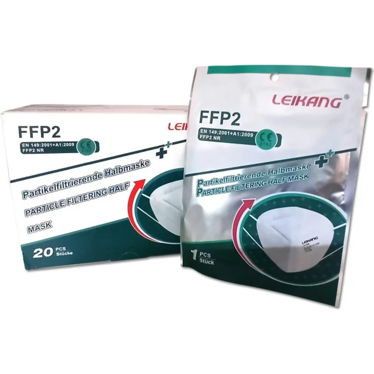 FFP2 Maske Atemschutzmaske Partikelfiltermaske CE2163 Leikang 20er Set FFP2-Maske mit Nasenbügel – Bild 2