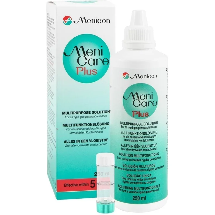 Menicon MeniCare Plus 250ml All-in-One-Lösung zur Reinigung, Desinfektion & Aufbewahrung