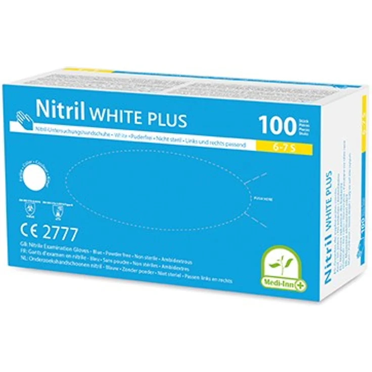 Medi-Inn PS 100 Handschuhe, Nitril puderfrei White Plus weiss Größe S