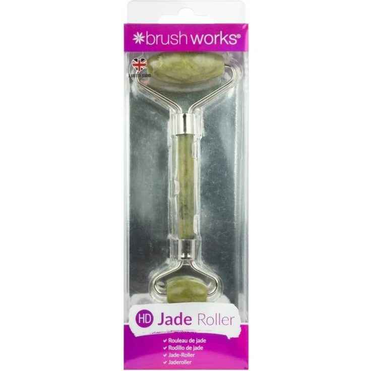 Invogue Brushworks HD Jade Roller Gesichtsroller Massageroller für Damen Anti-Aging 1 Stück, Inhalt: 1 Stück, Jade-Roller für das Gesicht , Reduziert Poren, Falten und Schwellungen  – Bild 2