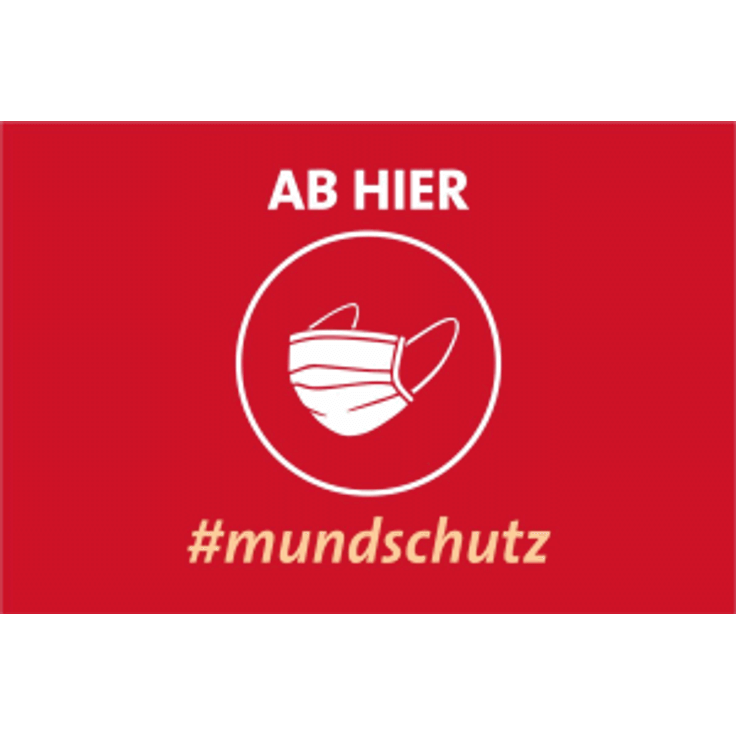 Novus Hinweismatte Smart ab hier #mundschutz 90x60cm quer rot mit we
