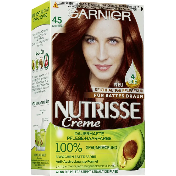 Garnier Nutrisse Creme Coloration Schoko-Braun 45 Färbung Für Haare 3Er Pack 3 x 1 Stück