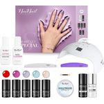 NeoNail Neonail Smart Set Special, Nageldesign-Set, 5 UV-Nagellacke (je 3 ml): Lady Ferrari, French Tulip, Thistle, Blue Tide, Independent Woman, LED-Lampe 18W/36W, Base 6in1 Silk Protein (7,2ml), Dry Top (7,2ml), Nail Cleaner (50ml), Aceton (50ml), Trape