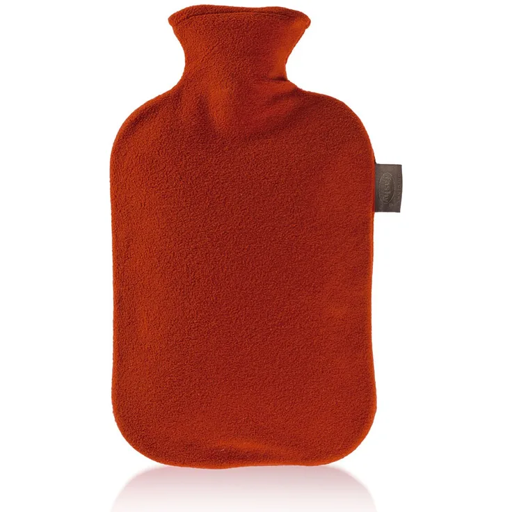 Fashy 6530 Wärmflasche mit Vliesbezug 2 L, Farbe kirschrot