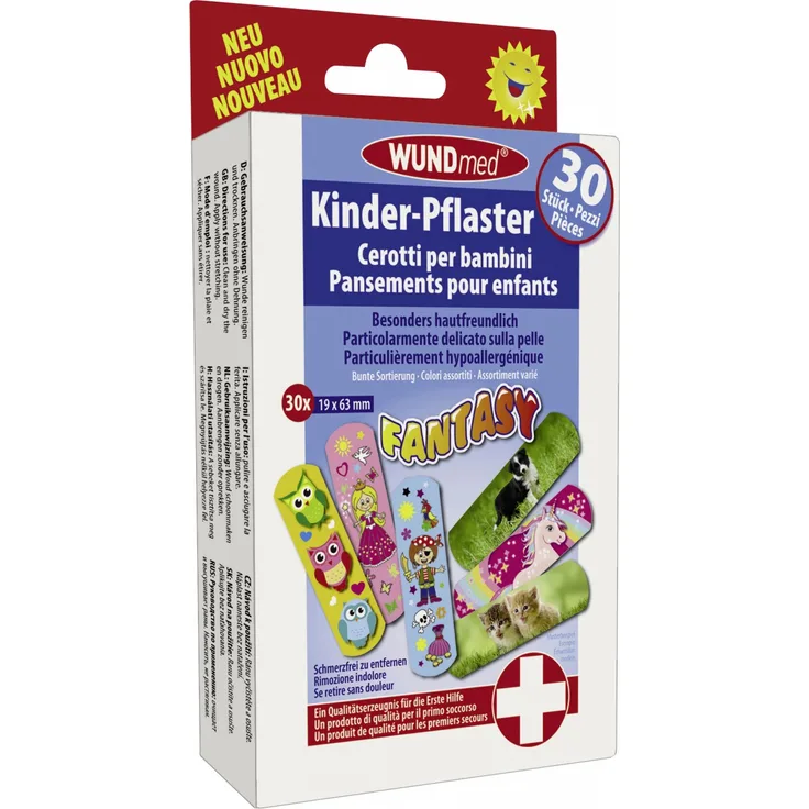 Wundmed Kinderpflaster Fantasy 30er-pack, verklebt nicht mit der Wunde, speziell für Kinder