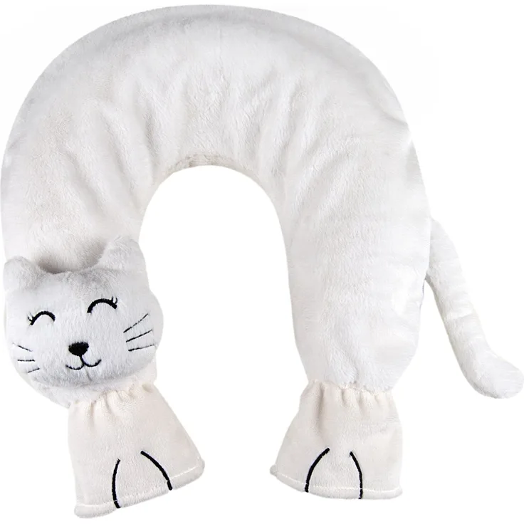 Sanger NackenWärmflasche Flausch Bezug Katze weiß GummiWärmflasche 2L Wärmflasche BWI