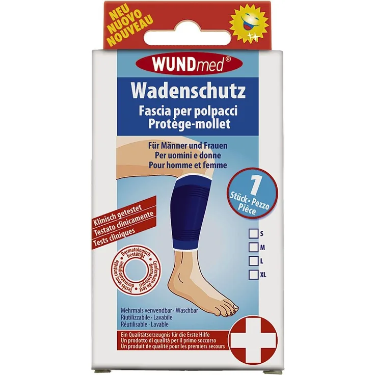 Wundmed Wadenschutz blau S, Versorgung von Sportverletztungen, Schutz von Knochen & Gelenken