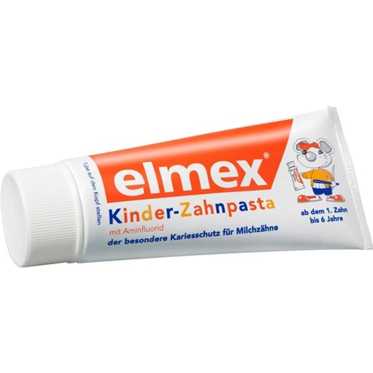 Elmex Kinder-Zahnpasta mit Fluorid, 50 ml, für saubere und gesunde Zähne – Bild 1