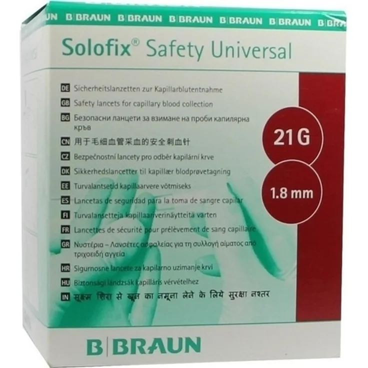 B. Braun Melsungen Solofix Safety Univers.Lanzet.21 G 1,8 mm Stichl. 200 St.
